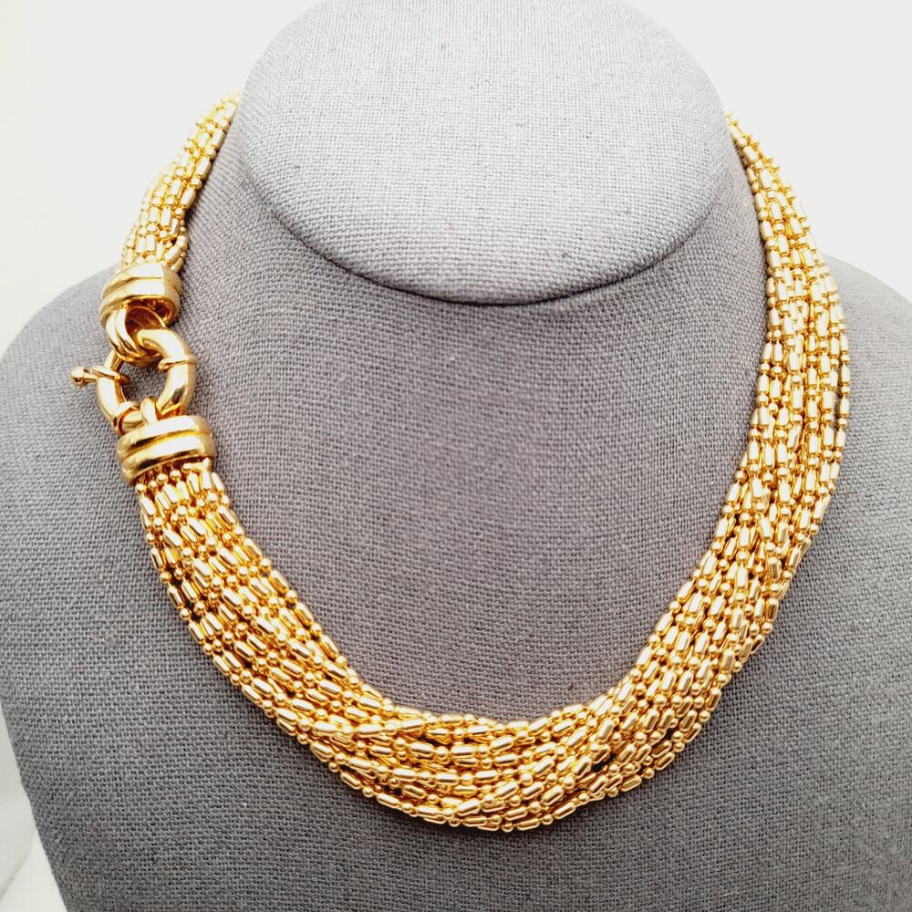 Vintage Dyadema Italy Bronze Multi Strand Necklace 1990s Statement